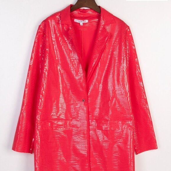 LA FILLE DES FLEURS Jacket Size L Coated Reptile Pattern Made in Italy - Picture 1 of 10